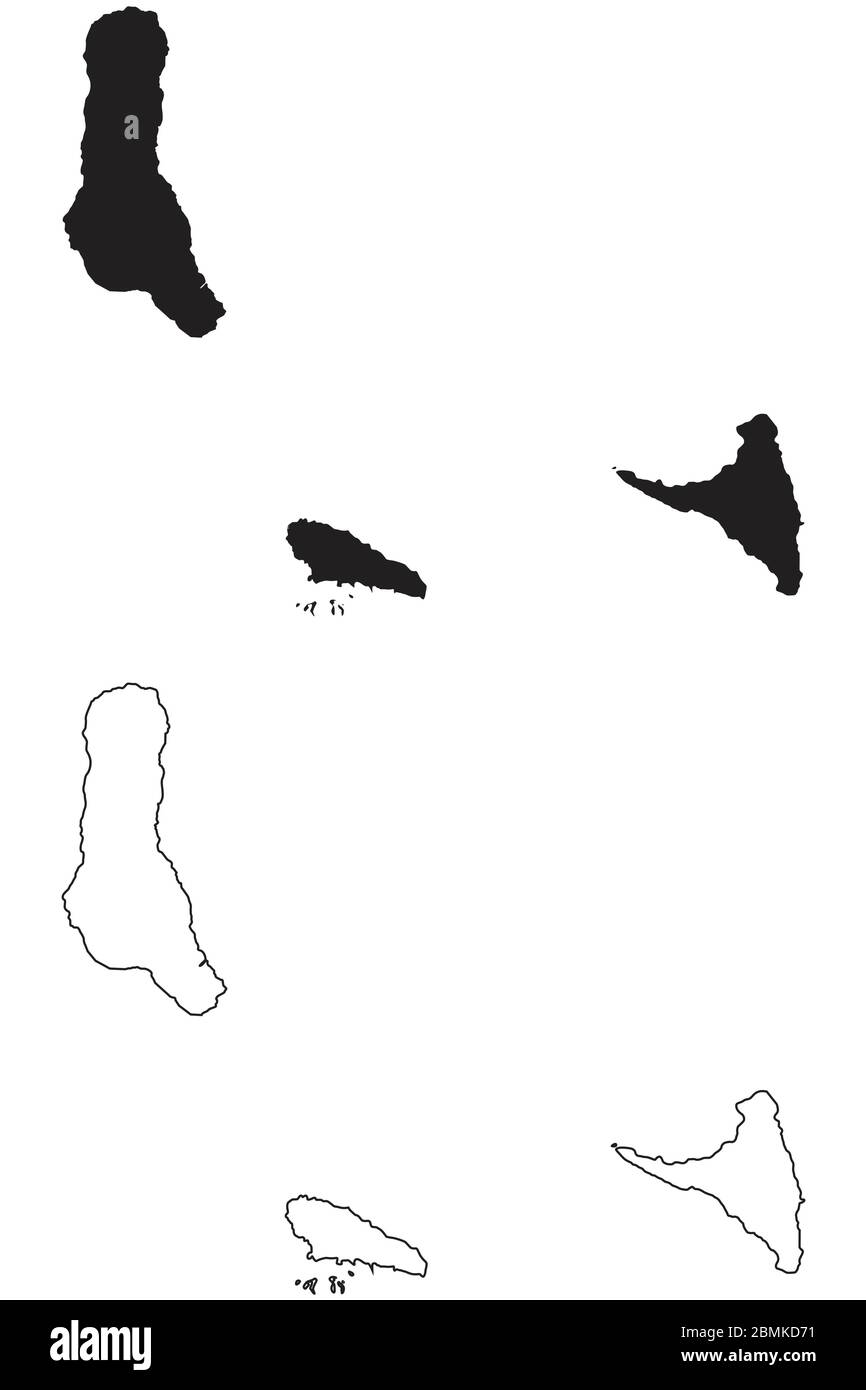 Mapa De País De Las Comoras Silueta Y Contorno Negros Aislados Sobre Fondo Blanco Vector Eps 