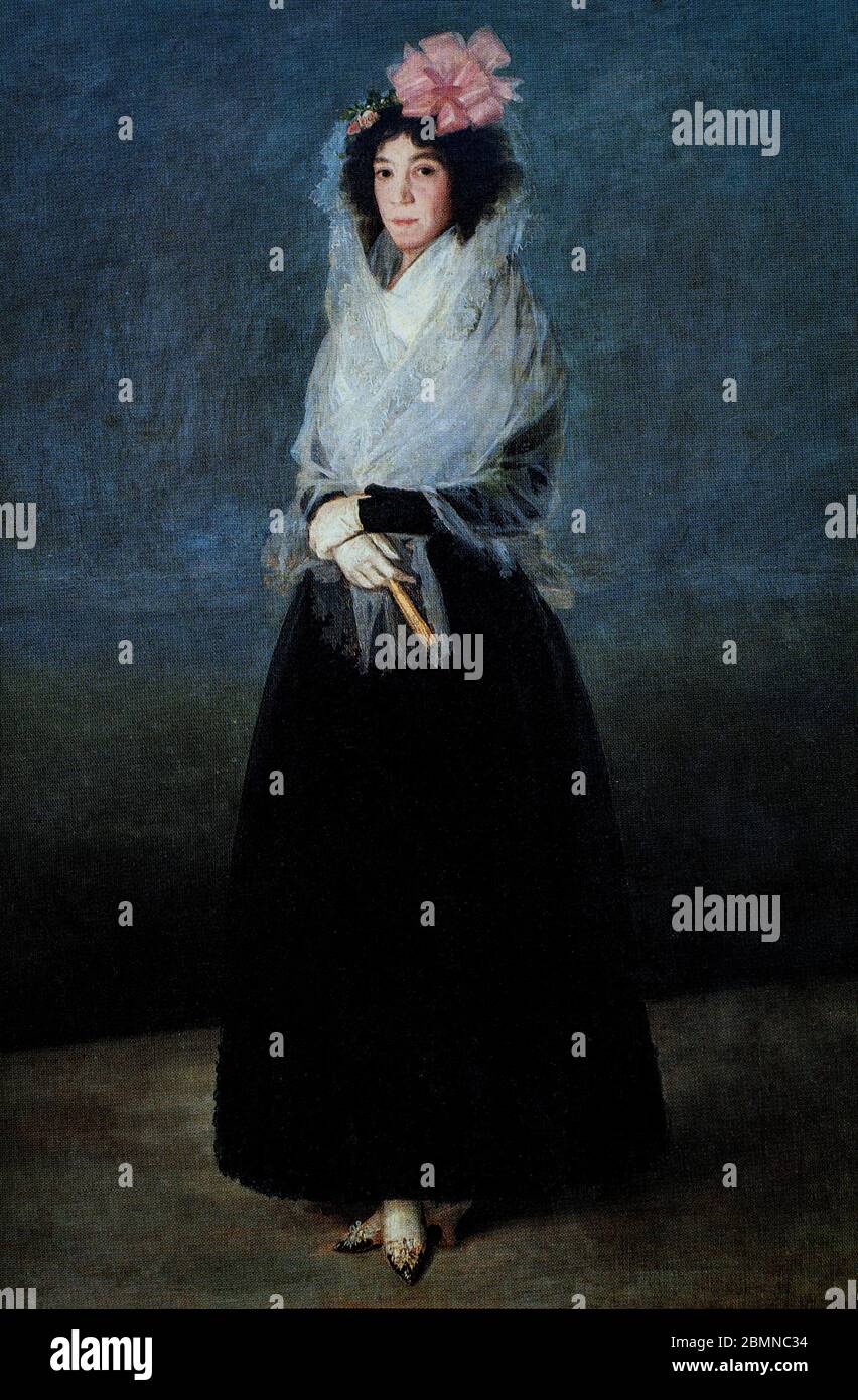 Retrato de la aristócrata y dramaturga María Rita Barrenechea (1757–1795), que escribió la comedia neoclásica 'la Aya'. Esta obra fue pintada poco antes de la muerte prematura de la enfermedad por el modelo, por Francisco José de Goya y Lucientes (1746-1828), el pintor y grabador romántico español. Es considerado el artista español más importante de finales del siglo XVIII y principios del XIX y a lo largo de su larga carrera fue comentarista y cronista de su época. Foto de stock