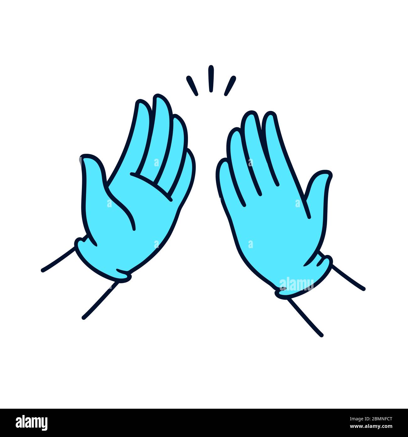 Dos manos en guantes quirúrgicos de látex golpeando en cinco movimientos  altos. Éxito médico. Ilustración vectorial de estilo de dibujos animados  simple Imagen Vector de stock - Alamy
