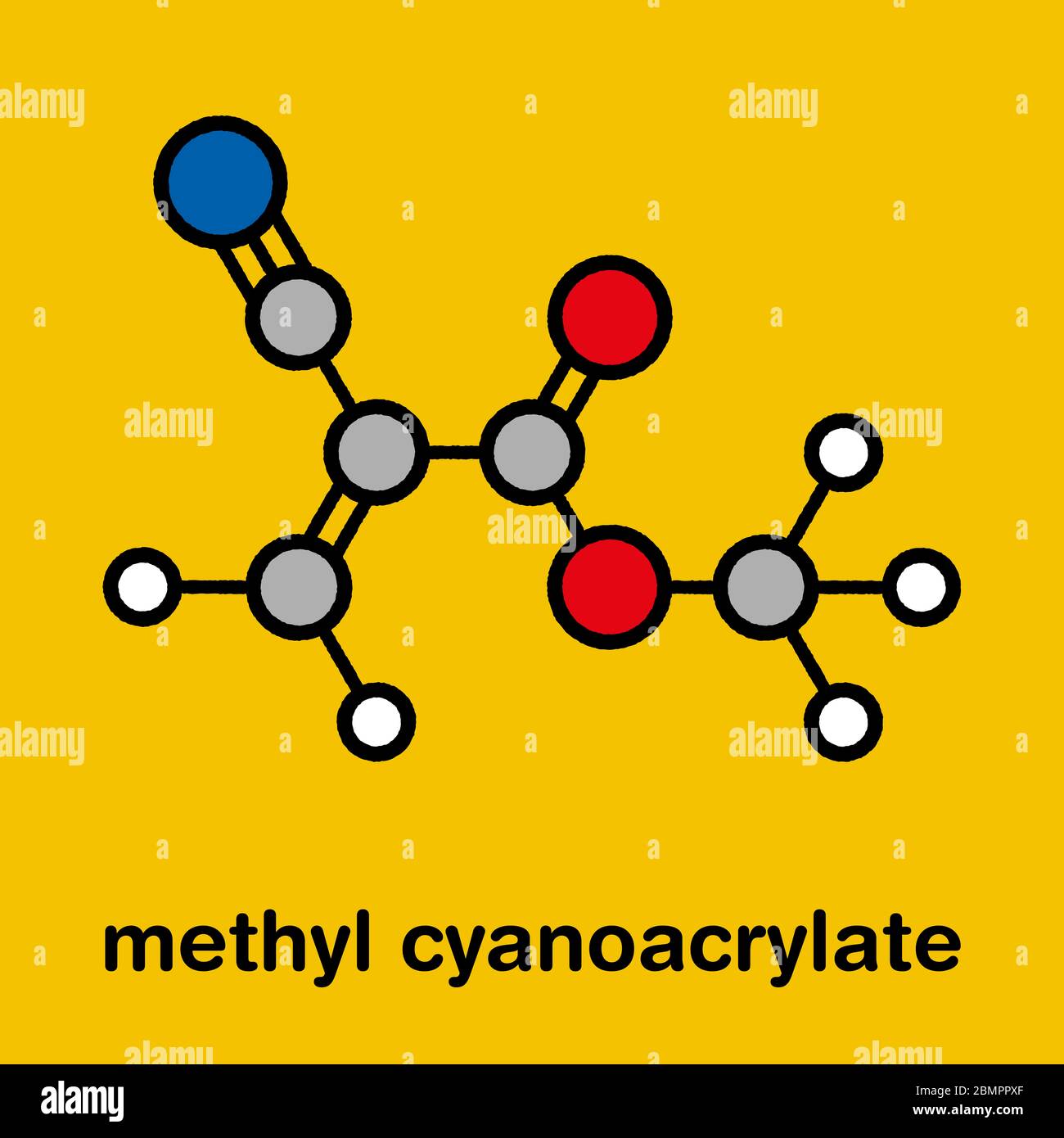 Metil cianoacrilato molécula, el principal componente de los pegamentos de  cianoacrilato (pegamento instantáneo Fotografía de stock - Alamy