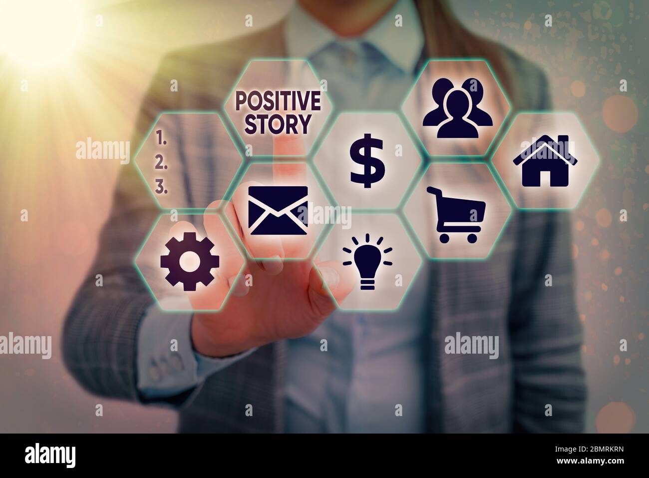 Escritura conceptual de mano mostrando historia positiva. Concepto