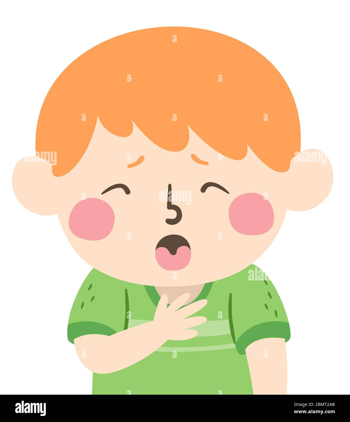 Ilustración de un niño presionando su pecho y estrangulador Fotografía