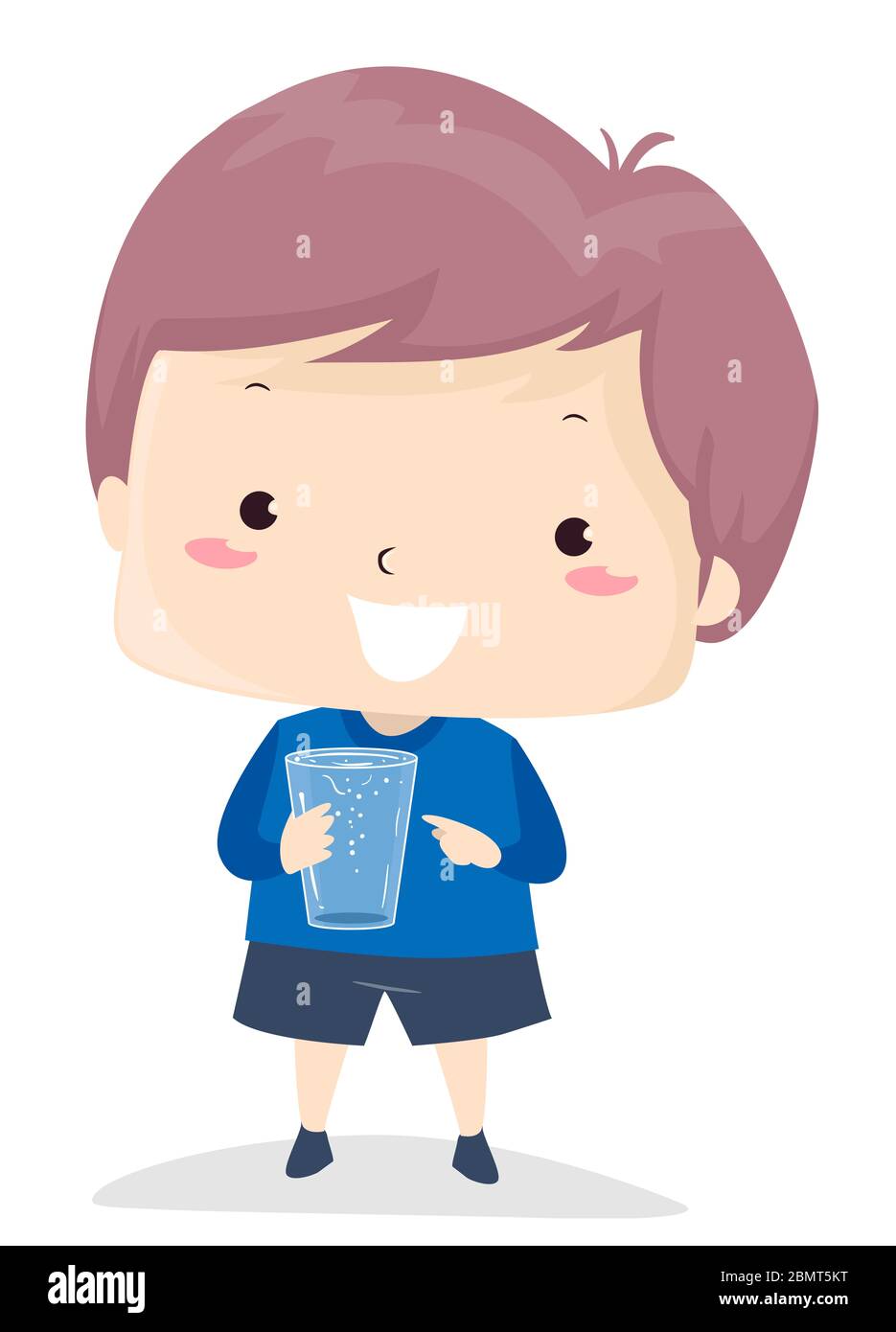 Ilustración de un niño que señala a un vaso lleno de agua Fotografía de  stock - Alamy