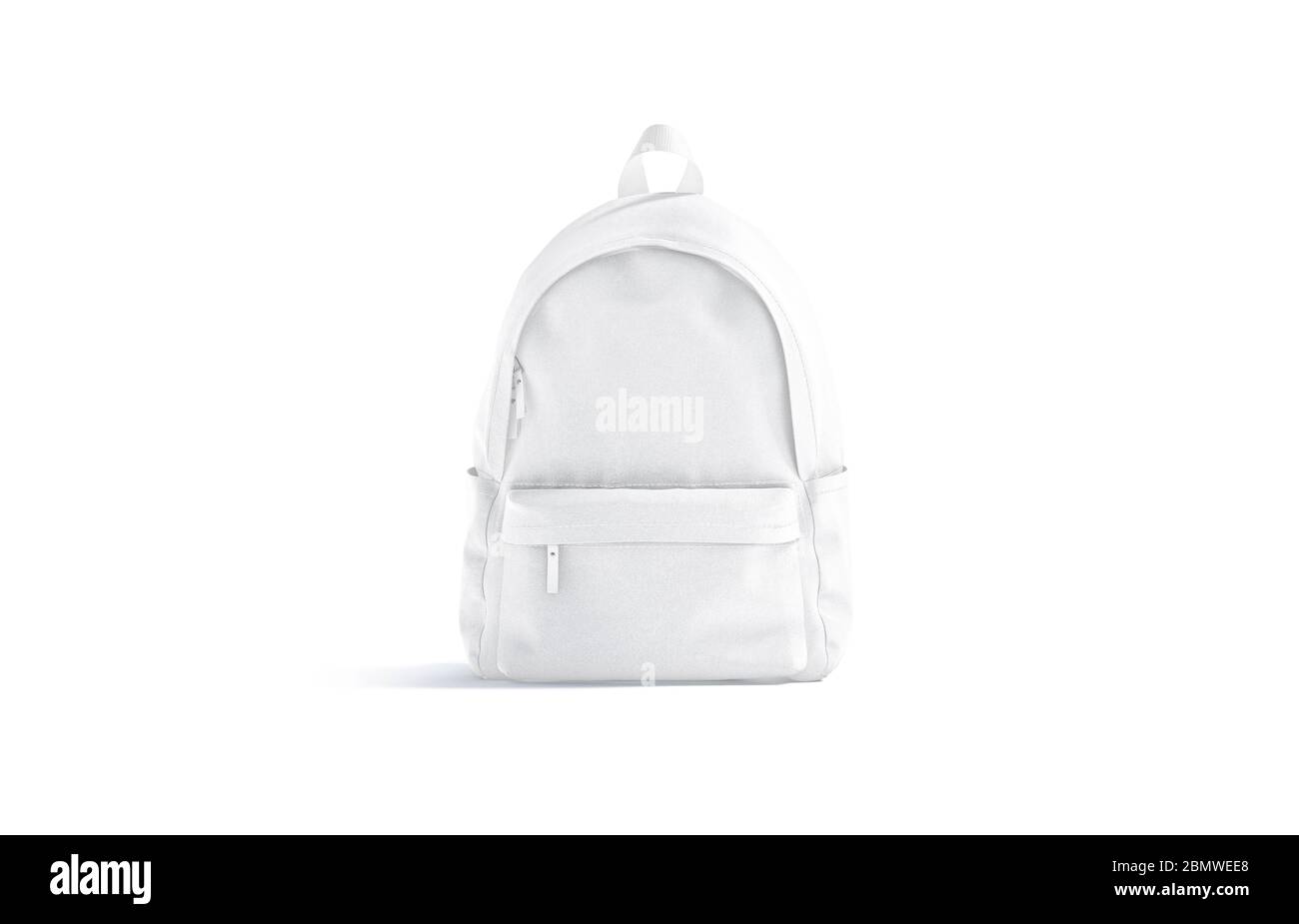 Mochila blanca sin texto cerrada con cremallera simulada, vista frontal  Fotografía de stock - Alamy