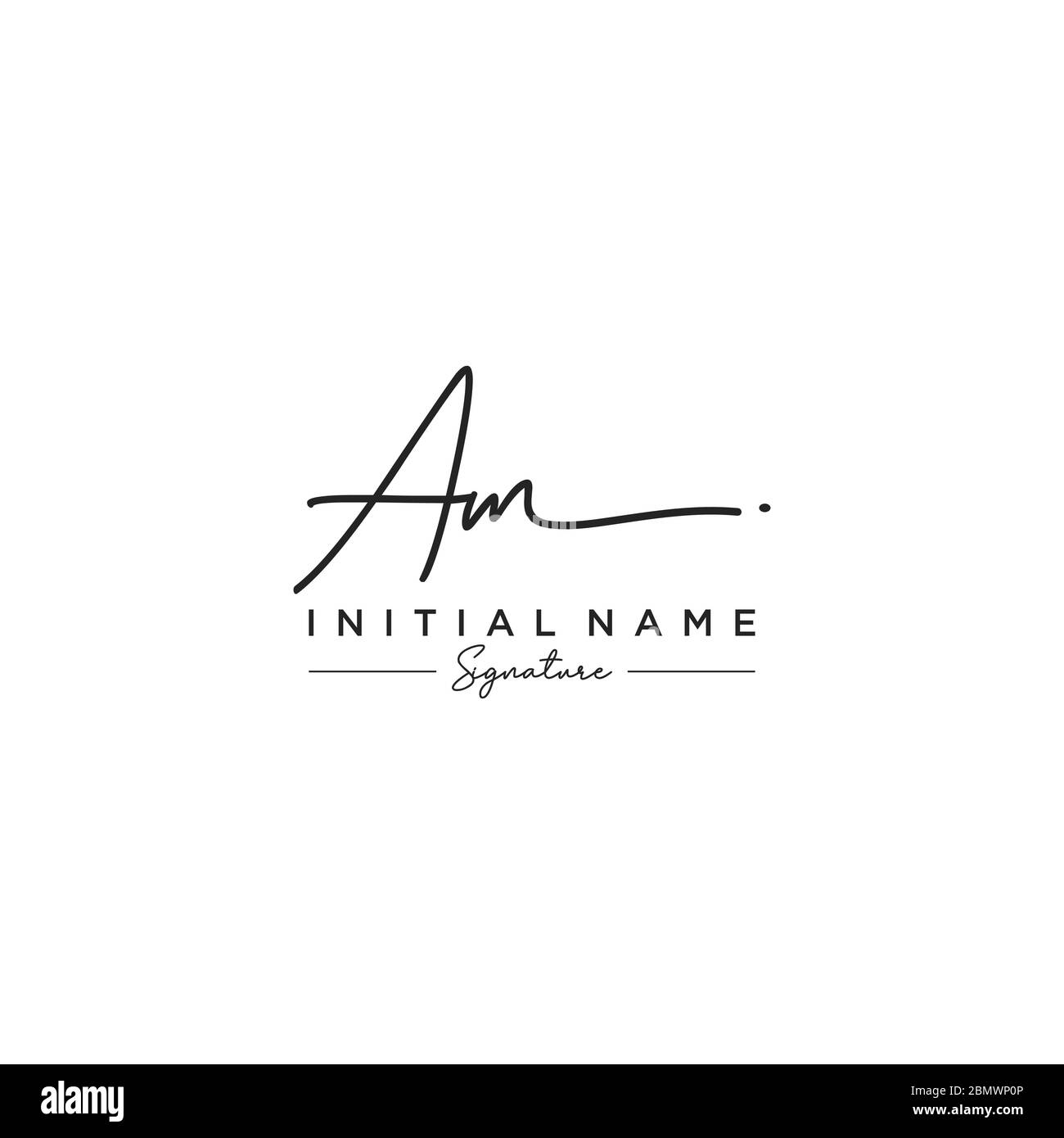 Vector de plantilla de logotipo de firma de la letra AM Imagen Vector