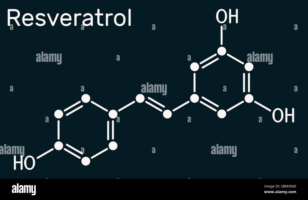 Resveratrol, molécula de transresveratrol. Es stilbenoid, fenol