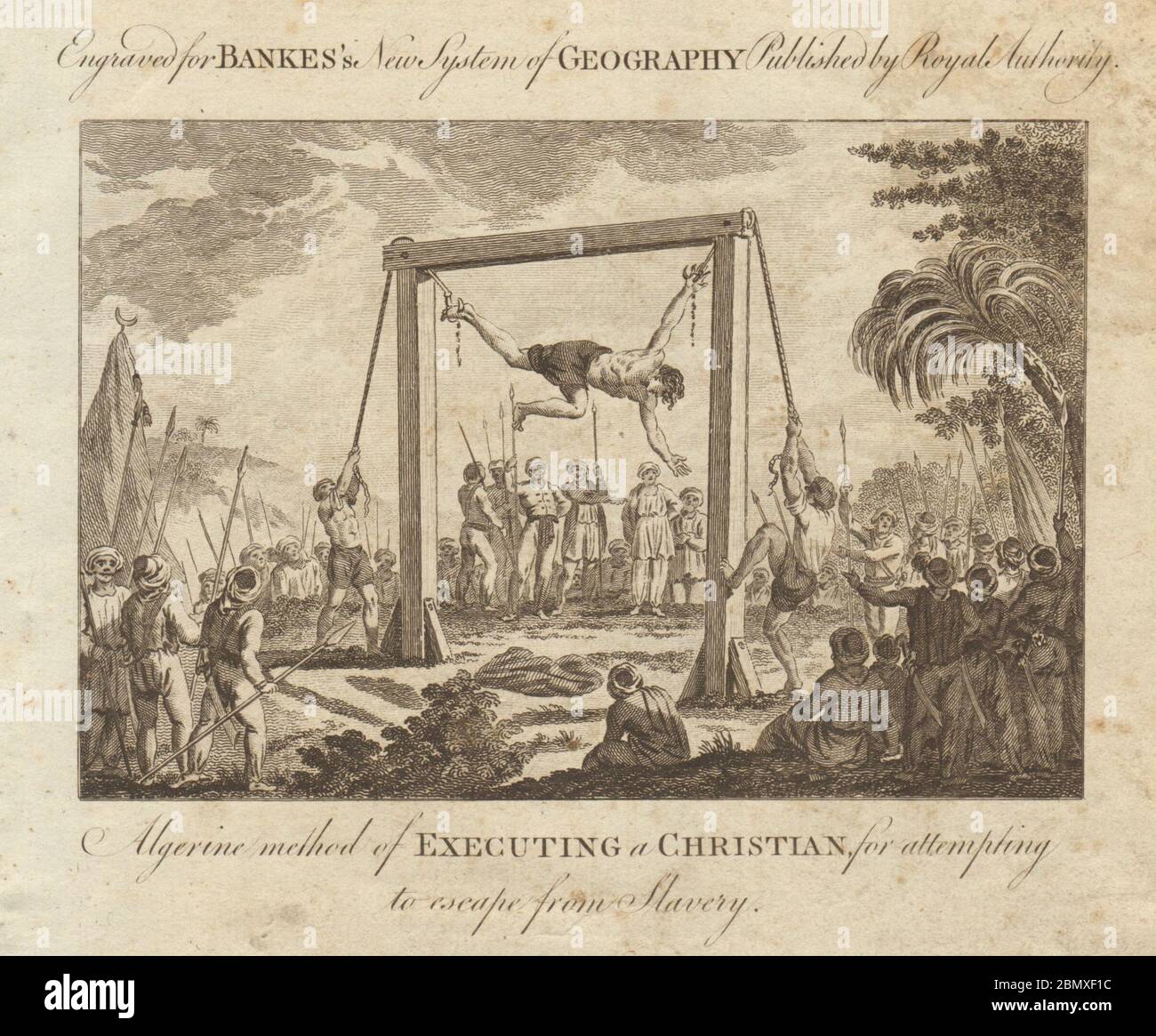 Ejecución de un cristiano por intentar escapar de la esclavitud. Argelia BANKES 1789 Foto de stock