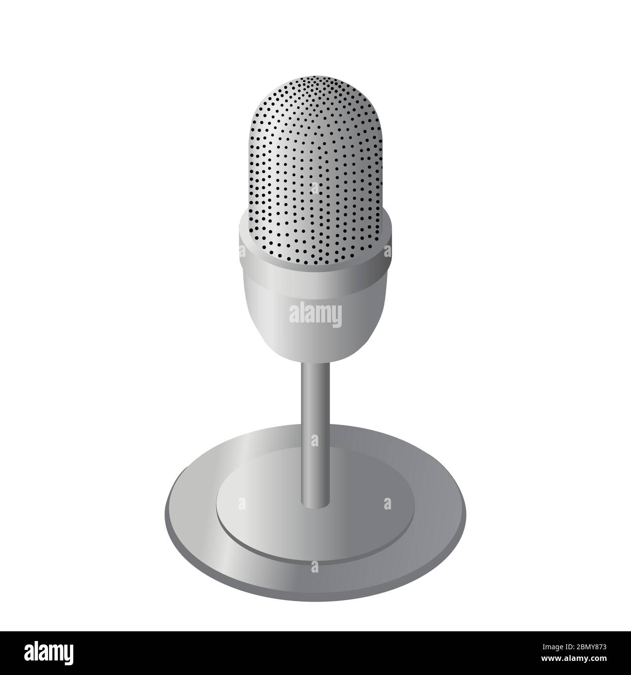 Icono de micrófono de mesa aislado en blanco, ilustración en color plata  vectorial, micrófono profesional para grabar podcasts de audio o música en  casa, dispositivos de audio Imagen Vector de stock -
