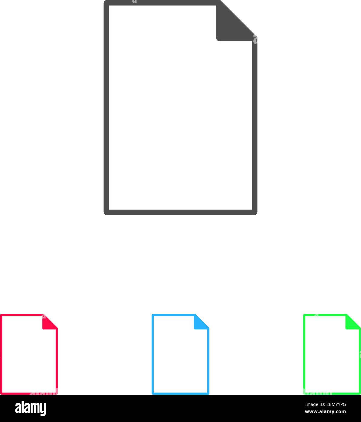 Hoja en blanco icono de papel plano. Pictograma de color sobre fondo