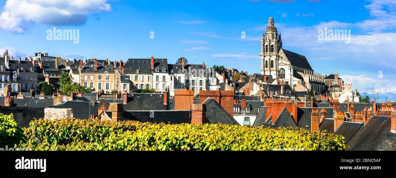 Monumentos y viajes en Francia. Valle del Loira, la ciudad medieval de Blois y el famoso castillo real Foto de stock