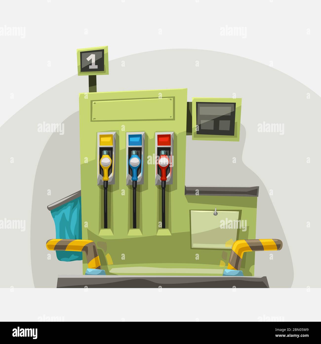 gasolinera de dibujos animados en blanco Imagen Vector de stock - Alamy