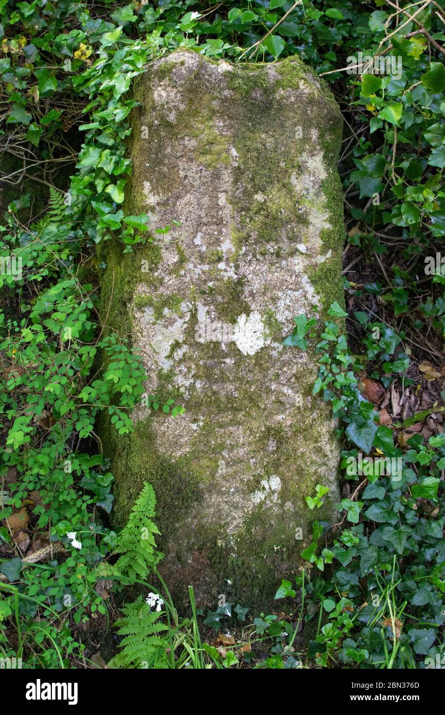 El puente Bleu inscribió piedra, Gulval, Cornwall Foto de stock