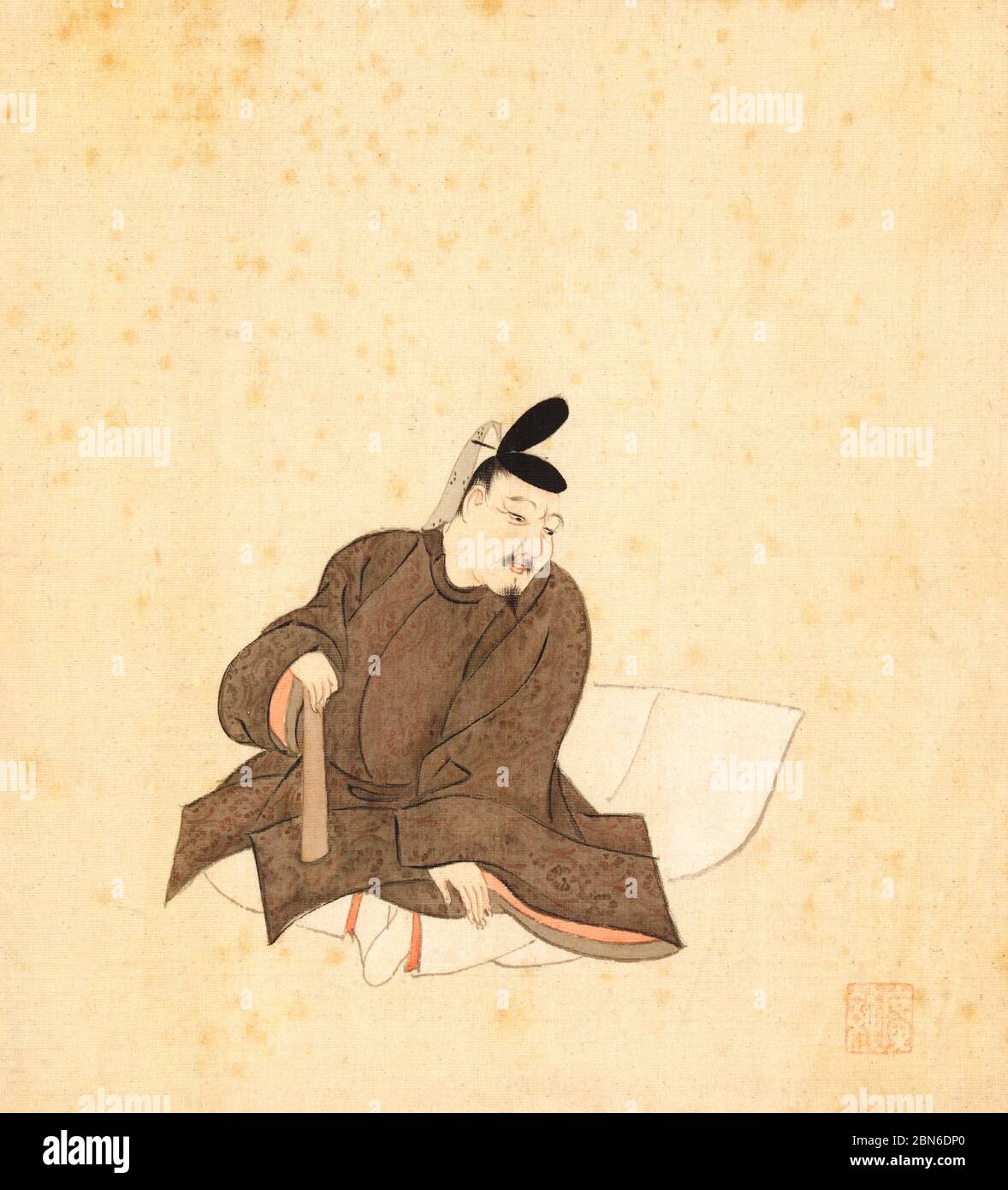 Japón: "Retratos y poemas de los treinta y seis inmortales poéticos". Álbum de treinta y seis pinturas y poemas de Sumiyoshi Gukei (1631-1705). Sumiyoshi Gu Foto de stock
