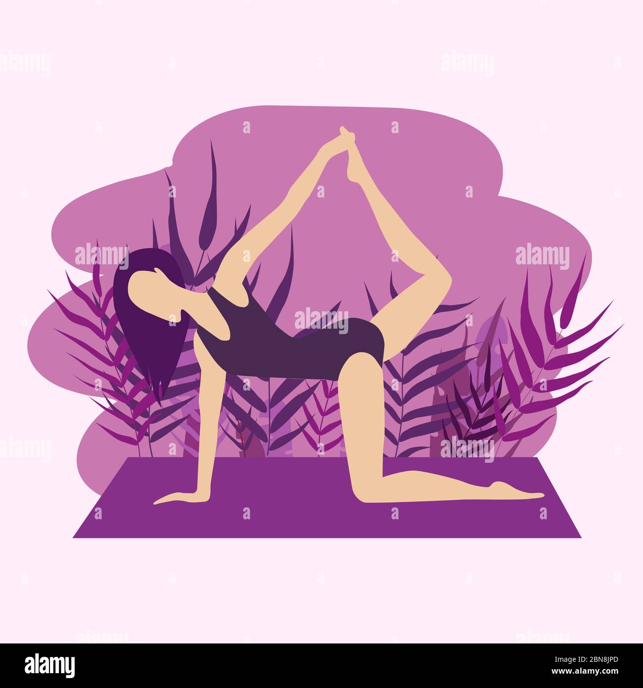 Ilustración Plana De Niña Haciendo Deportes Yoga Vector Ilustración Plana Aislada Sobre Fondo 6316