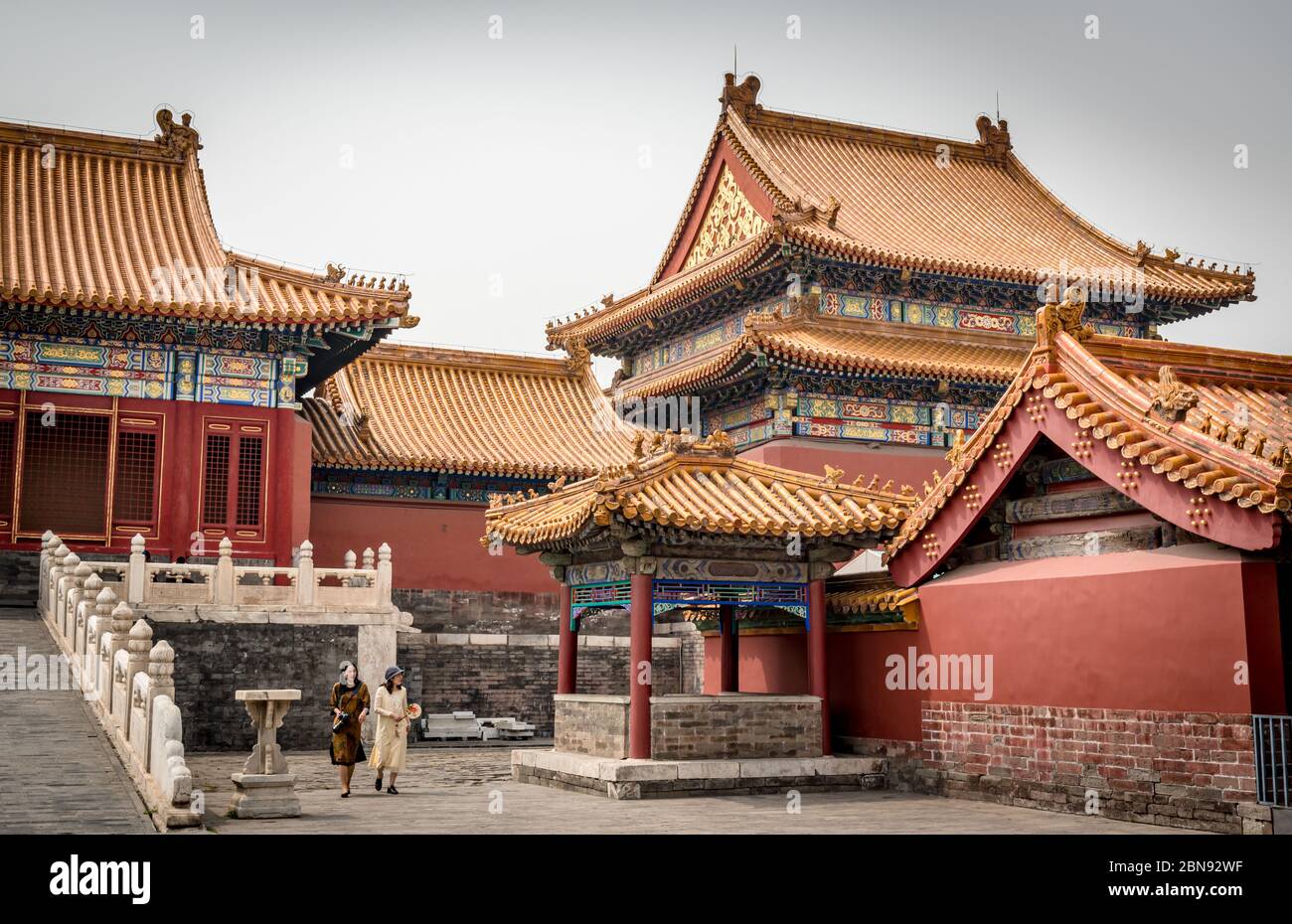 Techos, Plaza de los hombres de Qianqing, Ciudad Prohibida, Pekín Foto de stock