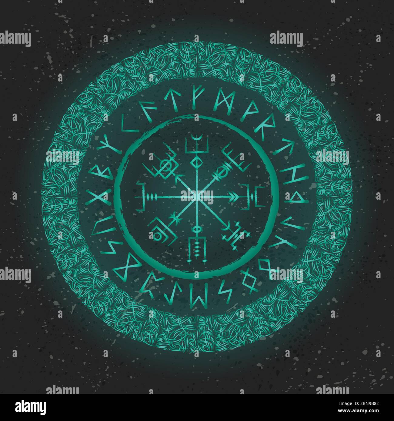 Fondo de pantalla con símbolos mágicos rgicos verdes Imagen Vector de stock  - Alamy