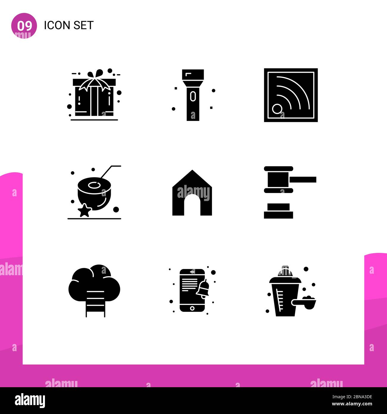 Símbolos de icono universal Grupo de 9 Glyphs sólidos modernos de instagram, bebida, tecnología, comida, coco elementos de diseño vectorial editables Ilustración del Vector
