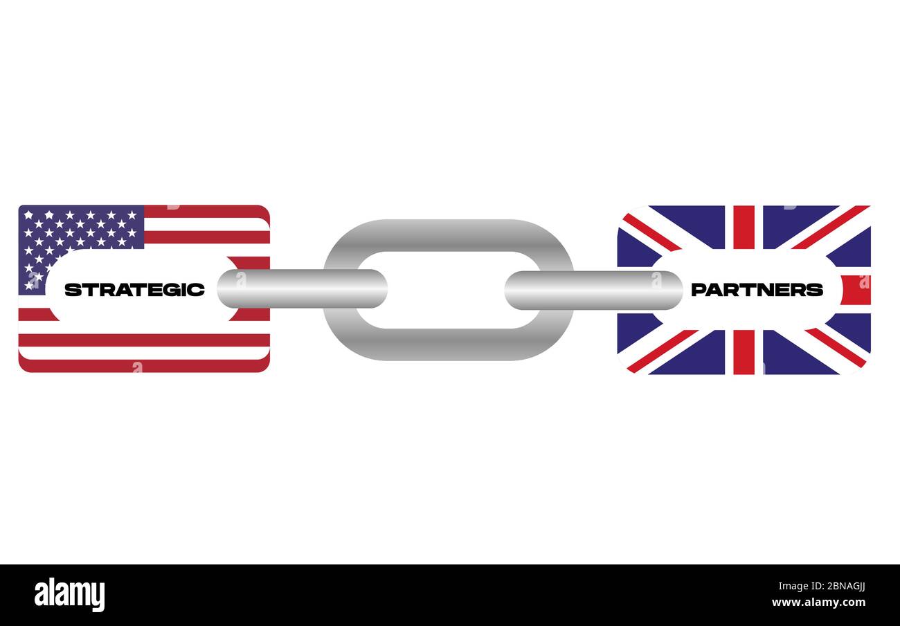 Asociación estratégica EE.UU. Reino Unido Acuerdo comercial Ilustración del Vector