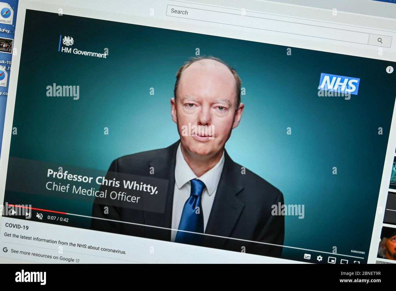 Profesor Chris Whitty, Jefe médico del Reino Unido, en un anuncio de información pública sobre el coronavirus. Foto de stock