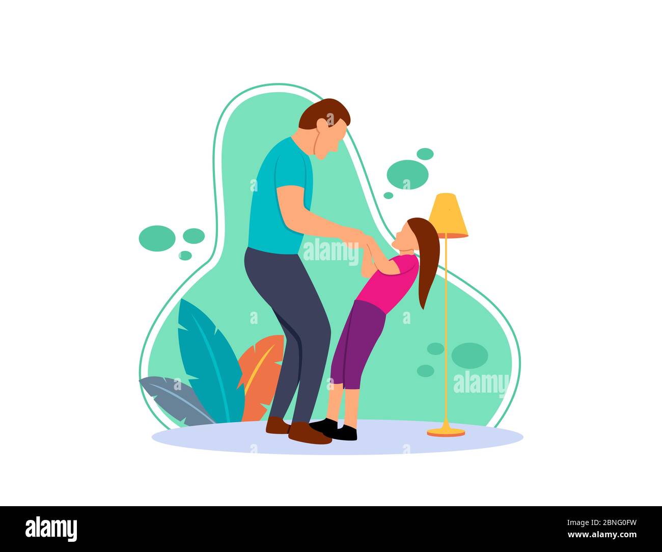 Plano Ilustracion De Un Papa Jugando Con Su Hija Pequena Plano Personaje De Dibujos Animados Con El Concepto De Afecto Padre E Hija Tener Tiempo Libre Imagen Vector De Stock Alamy