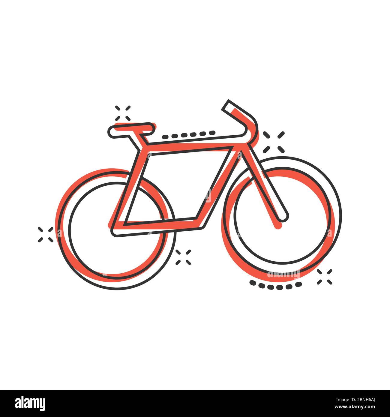Icono de bicicleta en estilo cómic. Bicicleta dibujo vectorial de dibujos  animados sobre fondo blanco aislado. Concepto de negocio de efecto de  chapoteo de viaje en bicicleta Imagen Vector de stock -