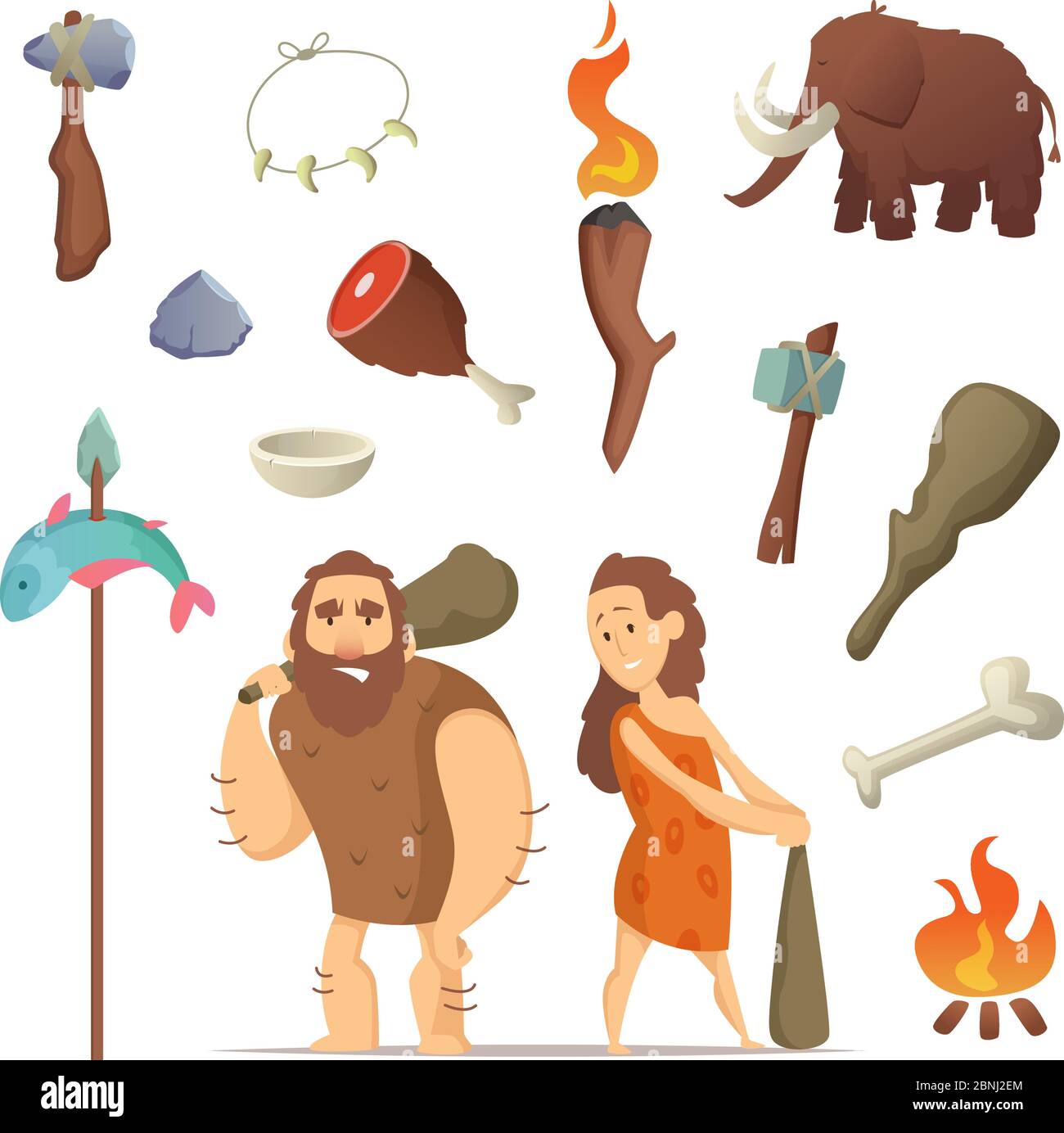 Diferentes herramientas de la prehistoria. Armas antiguas primitivas para  el hombre de la cavernas Imagen Vector de stock - Alamy