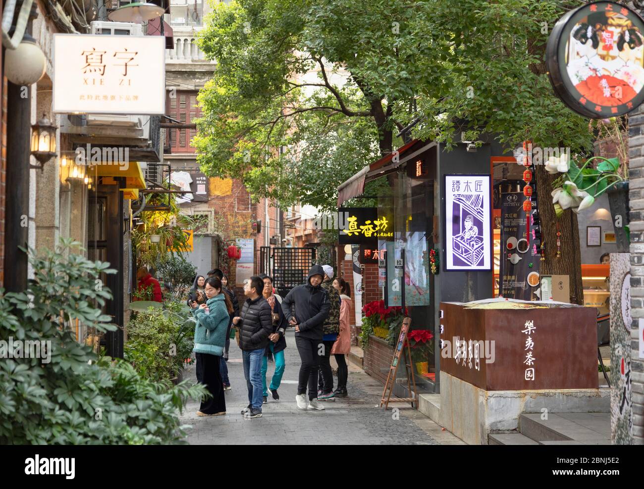 Gente caminando por callejones de Tianzifang, Shanghai, China, Asia Foto de stock