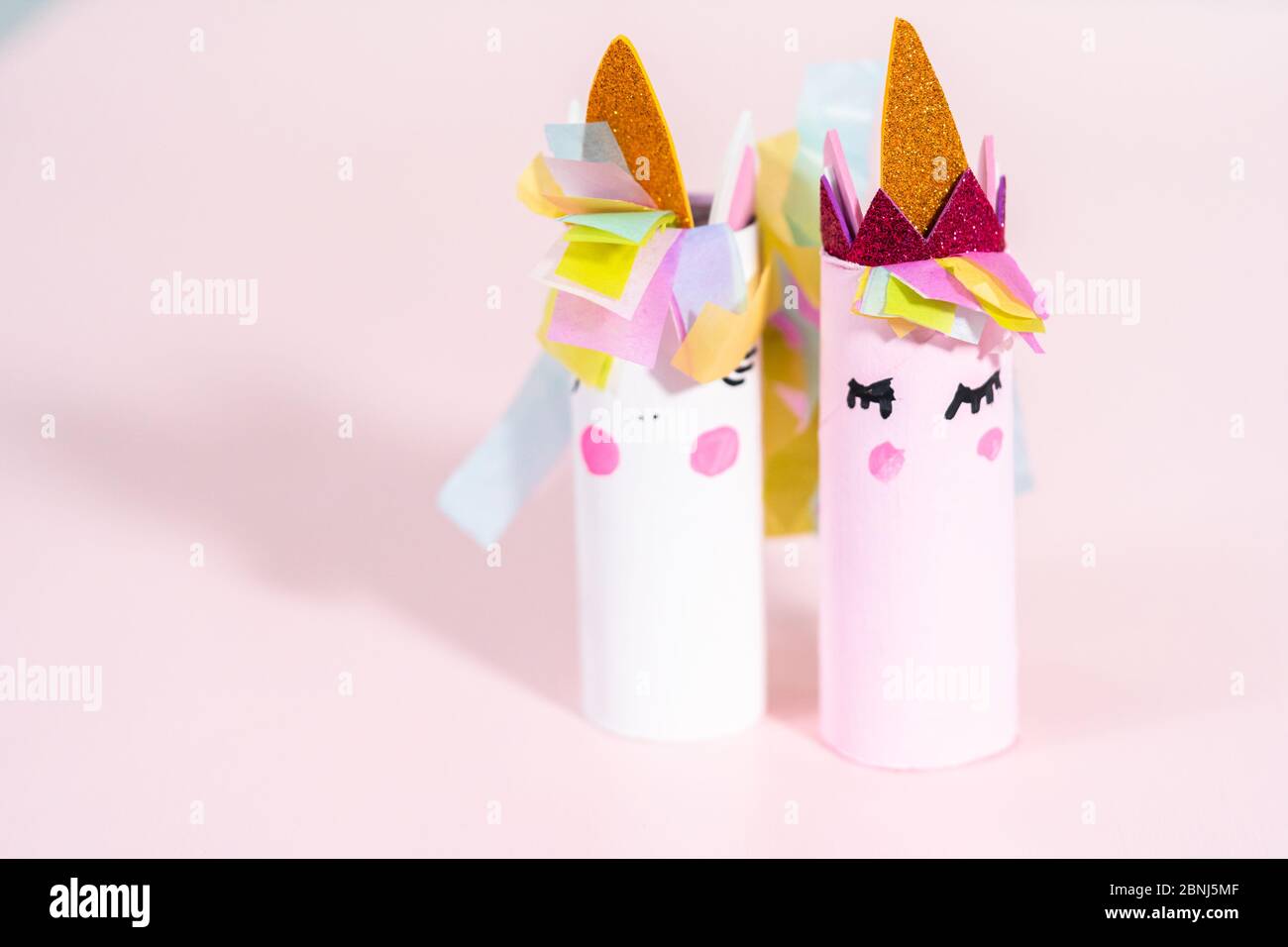 Hacer un unicornio del rollo de papel higiénico y papel artesanal  Fotografía de stock - Alamy
