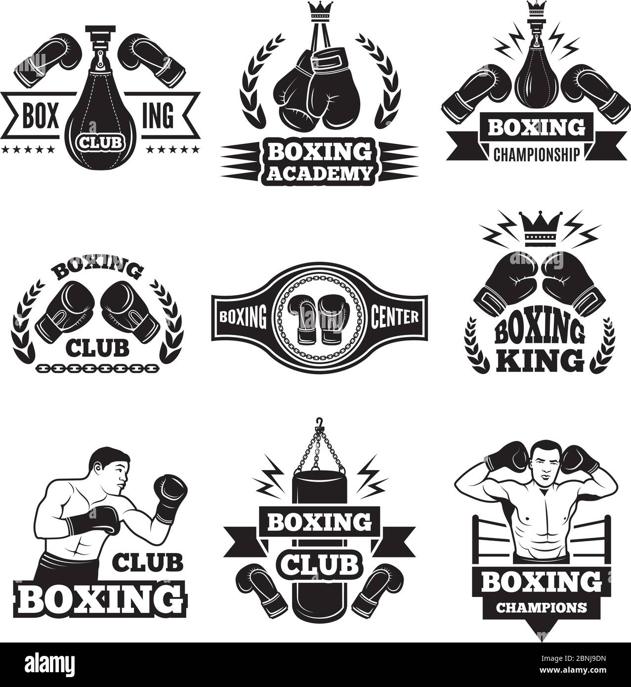 Boxing gloves emblem icon vector fotografías e imágenes de alta resolución  - Alamy
