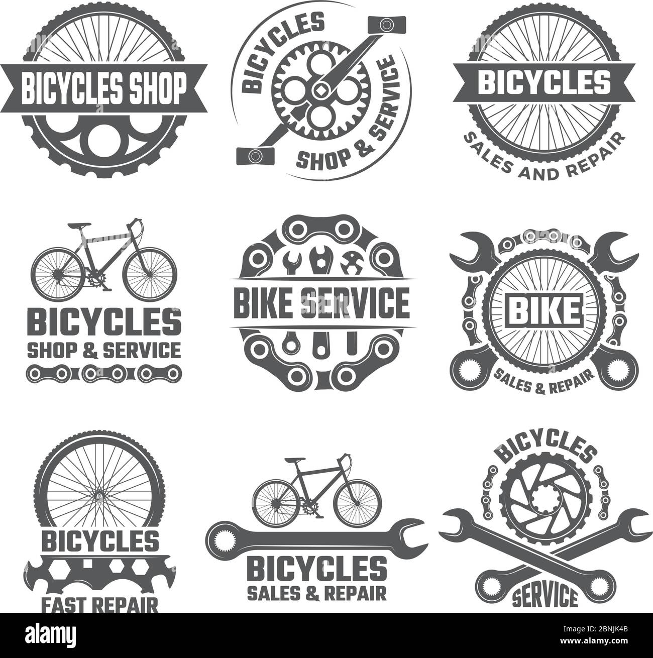 Etiquetas y logotipos deportivos con partes de bicicleta Imagen Vector de  stock - Alamy