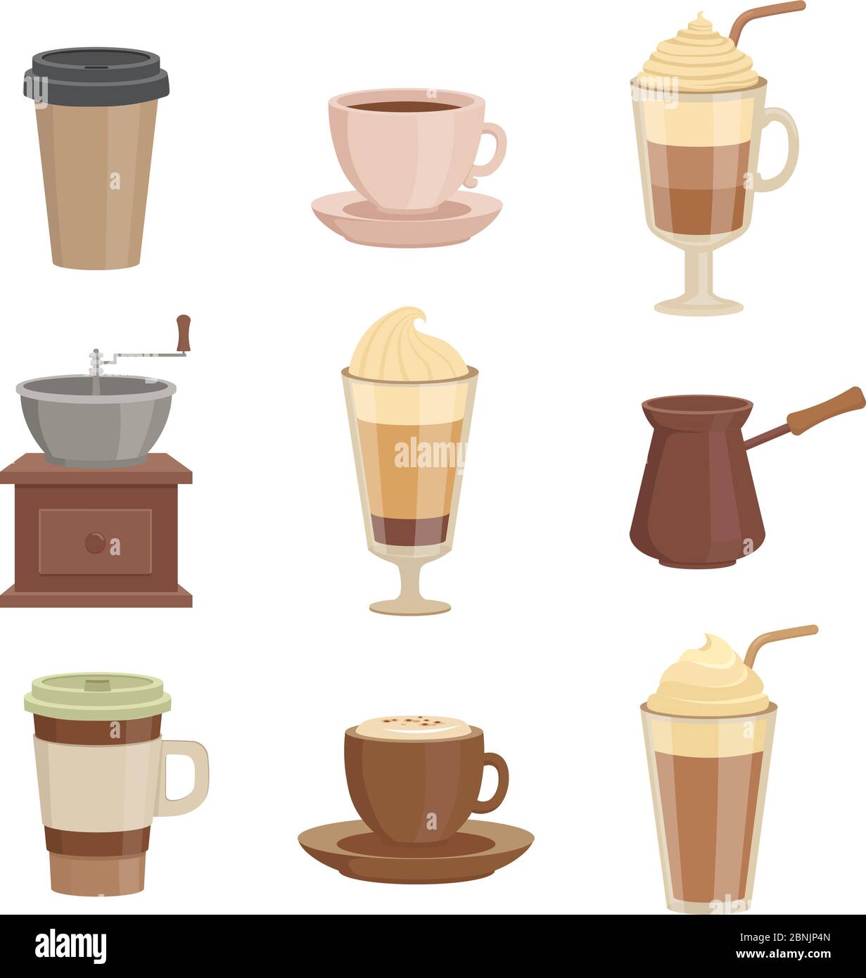 Juego de tazas de café d representación de un juego de tazas de café en  diferentes tamaños y diseños listos para