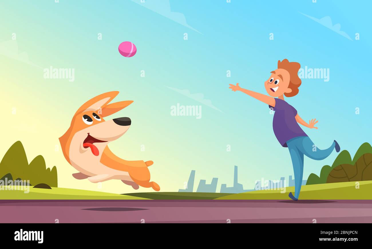 Dog ball cartoon illustration Imágenes vectoriales de stock Alamy