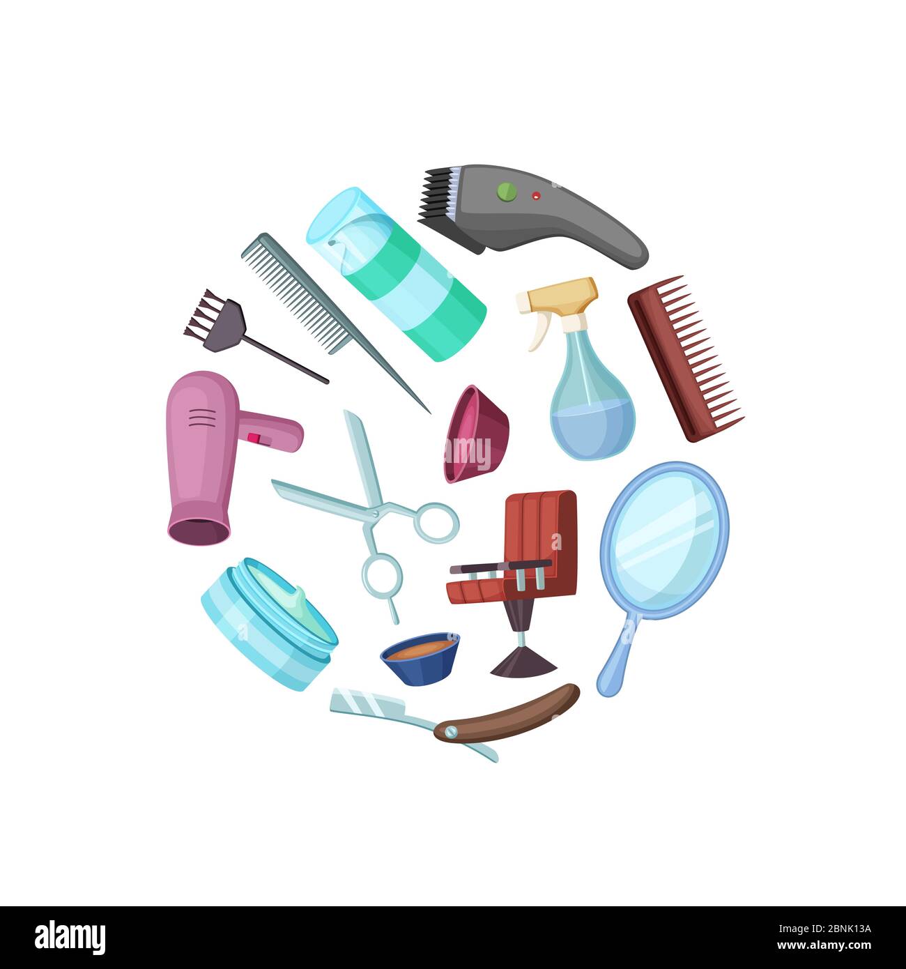 Elementos de peluquería vectorial o dibujos animados de barbería en la ilustración circular Imagen Vector de stock - Alamy Elementos de peluquería vectorial o dibujos animados de barbería en la ilustración circular Imagen Vector de stock - Alamy
