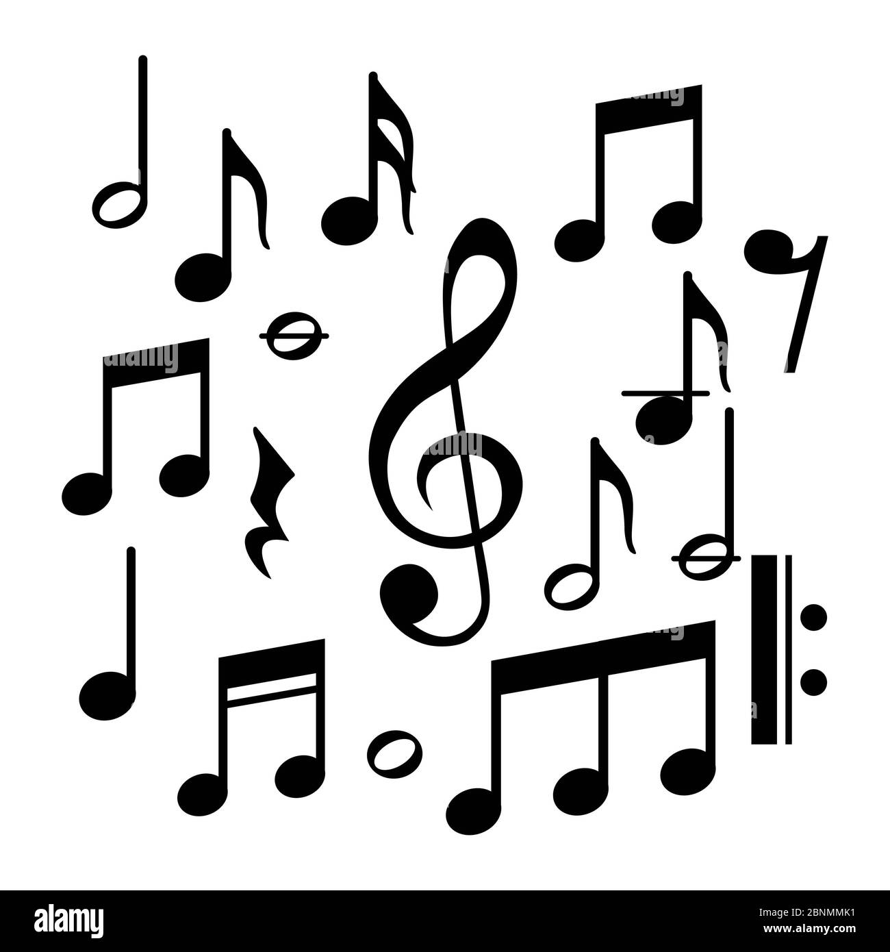 Notas musicales, canciones, melodías y vectores de sintonización sobre  fondo blanco Fotografía de stock - Alamy