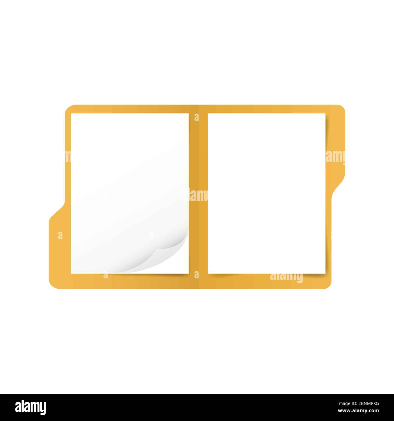 Carpeta con hojas blancas de papel sobre fondo blanco, vector Fotografía de stock Alamy