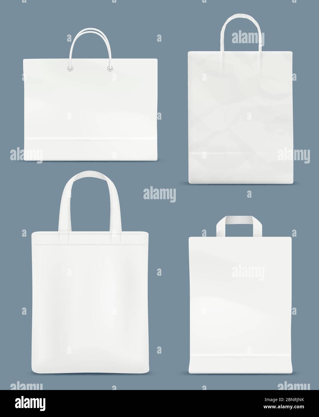 Bolsa de compras. Asa de papel plástico bolsa de papel vector realista  blanco plantilla aislada Imagen Vector de stock - Alamy