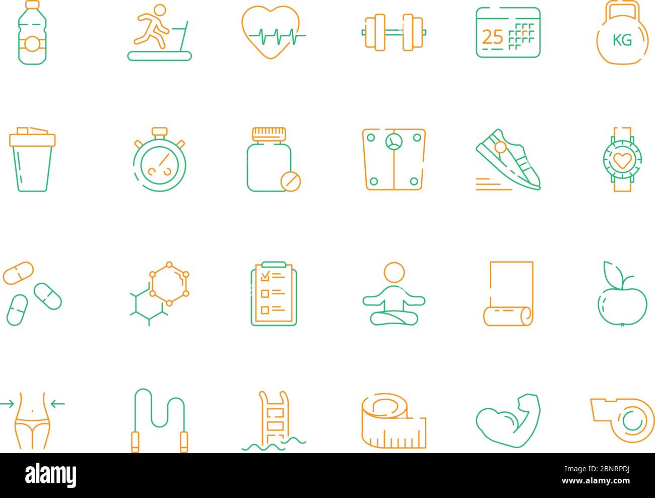 Iconos simples de los artículos deportivos y accesorios. Gimnasio en casa,  entrenamiento en casa. Ilustración de vector plano Imagen Vector de stock -  Alamy