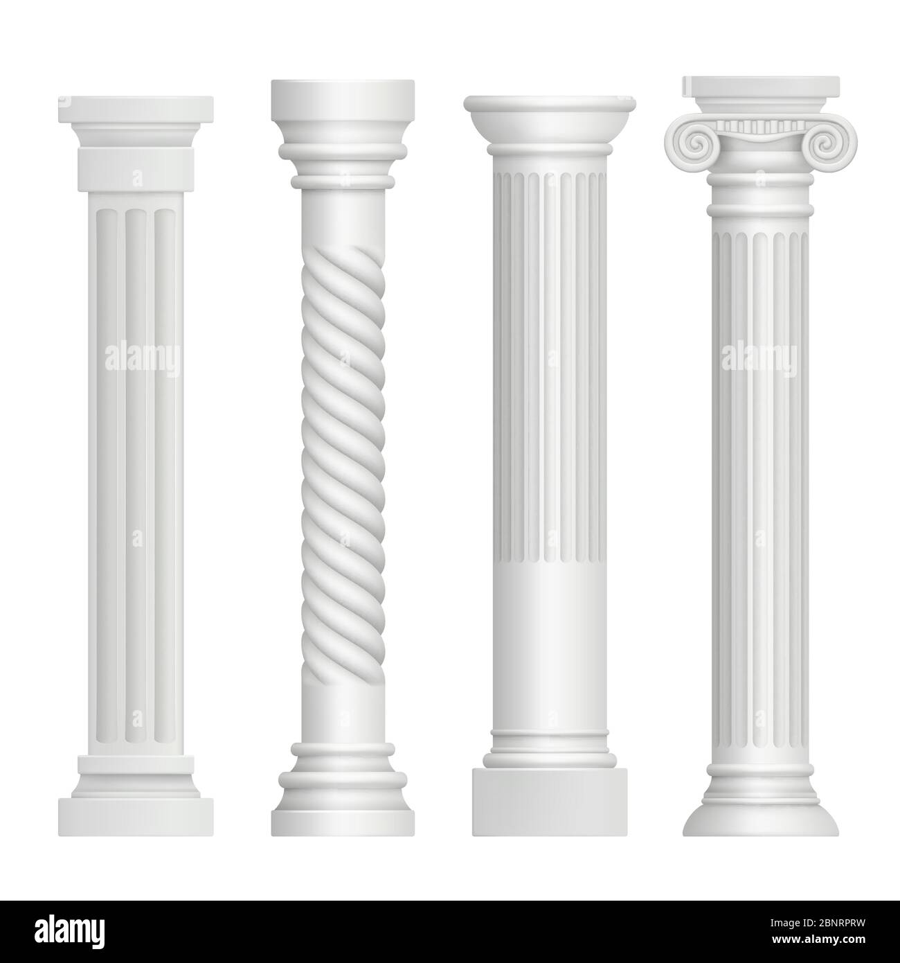 Columna antigua. Histórico griego pilares antiguo edificio arquitectura arte escultura vector imágenes realistas Ilustración del Vector