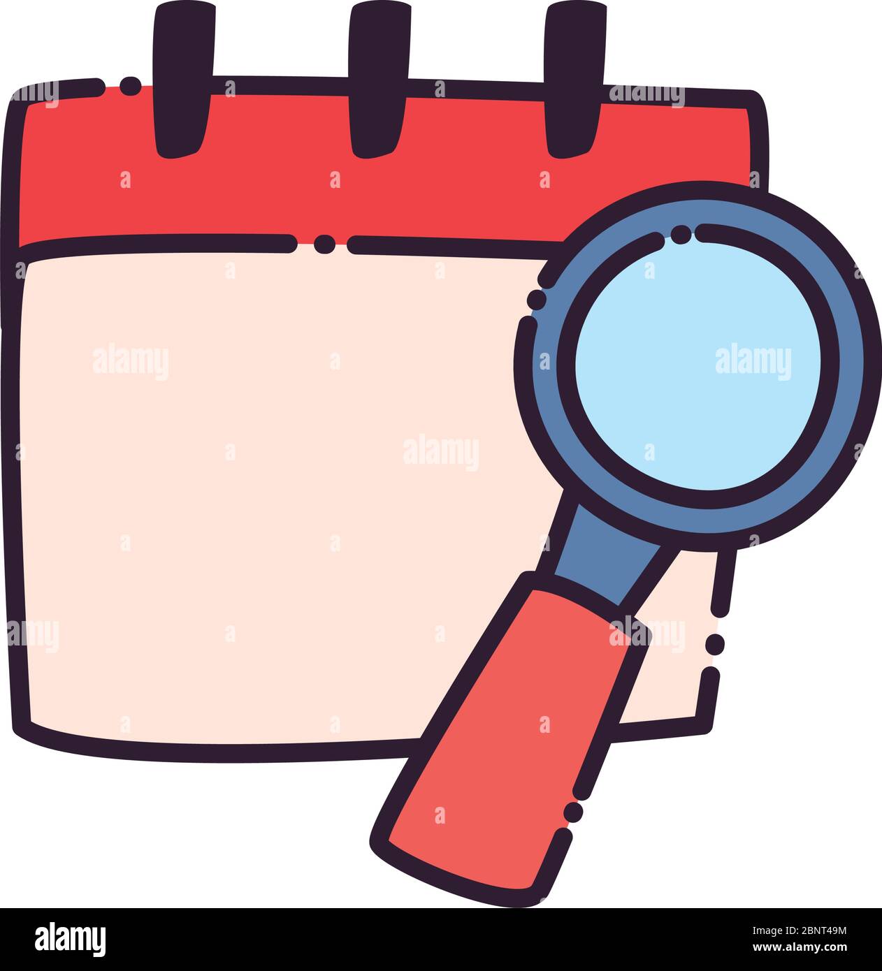 Diseño de iconos de estilo plano de Lupe y calendario, Búsqueda de