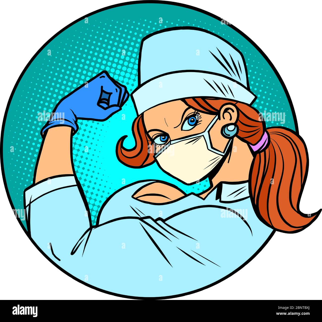 empujoncito proteccion Carne de cordero super héroe enfermera podemos hacerlo gesto Imagen Vector de stock - Alamy