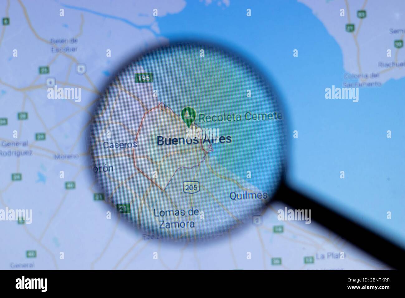 Los Angeles, California, EE.UU. - 1 de mayo de 2020: Ciudad de Buenos Aires Nombre de la ciudad con ubicación en el mapa de cerca, editorial ilustrativa Foto de stock