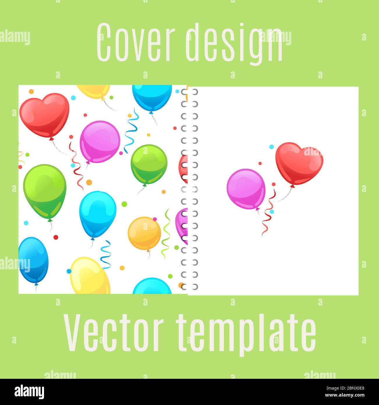 Diseño de portada para imprimir con dibujos animados de globos de fiesta.  Ilustración vectorial Imagen Vector de stock - Alamy