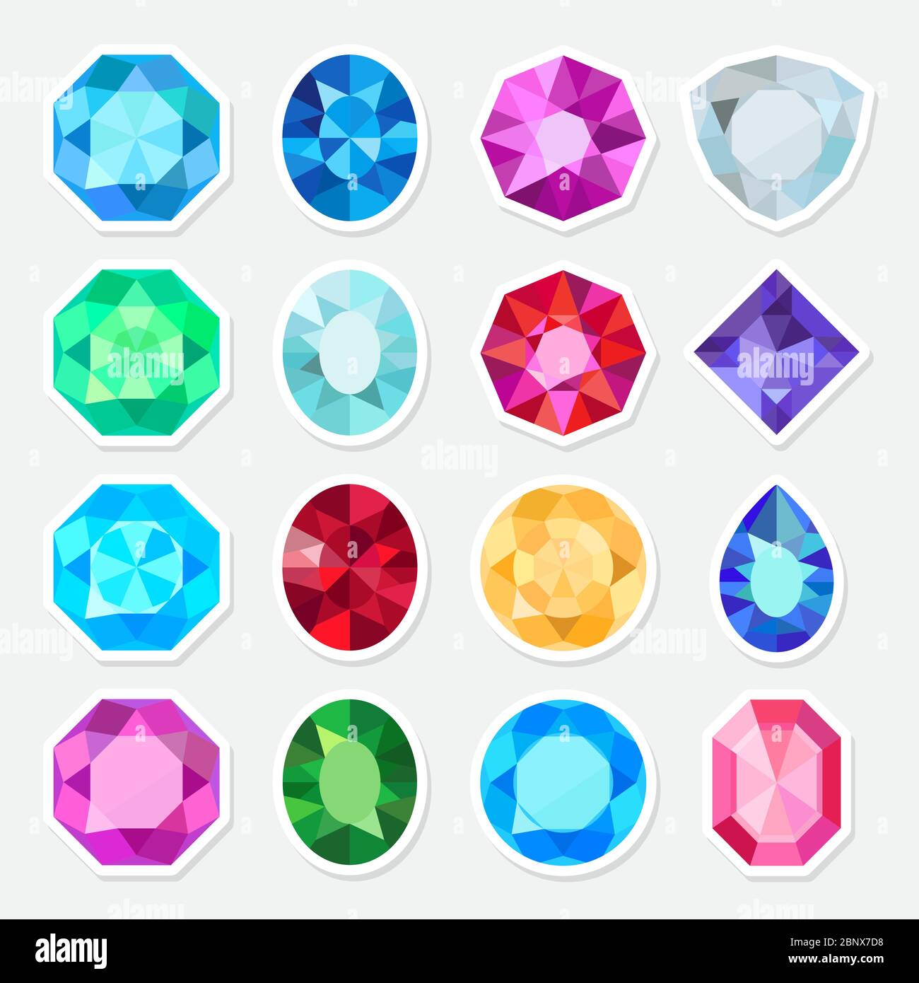 Joyas vectoriales o diamantes preciosos gemas juego de pegatinas Imagen  Vector de stock - Alamy