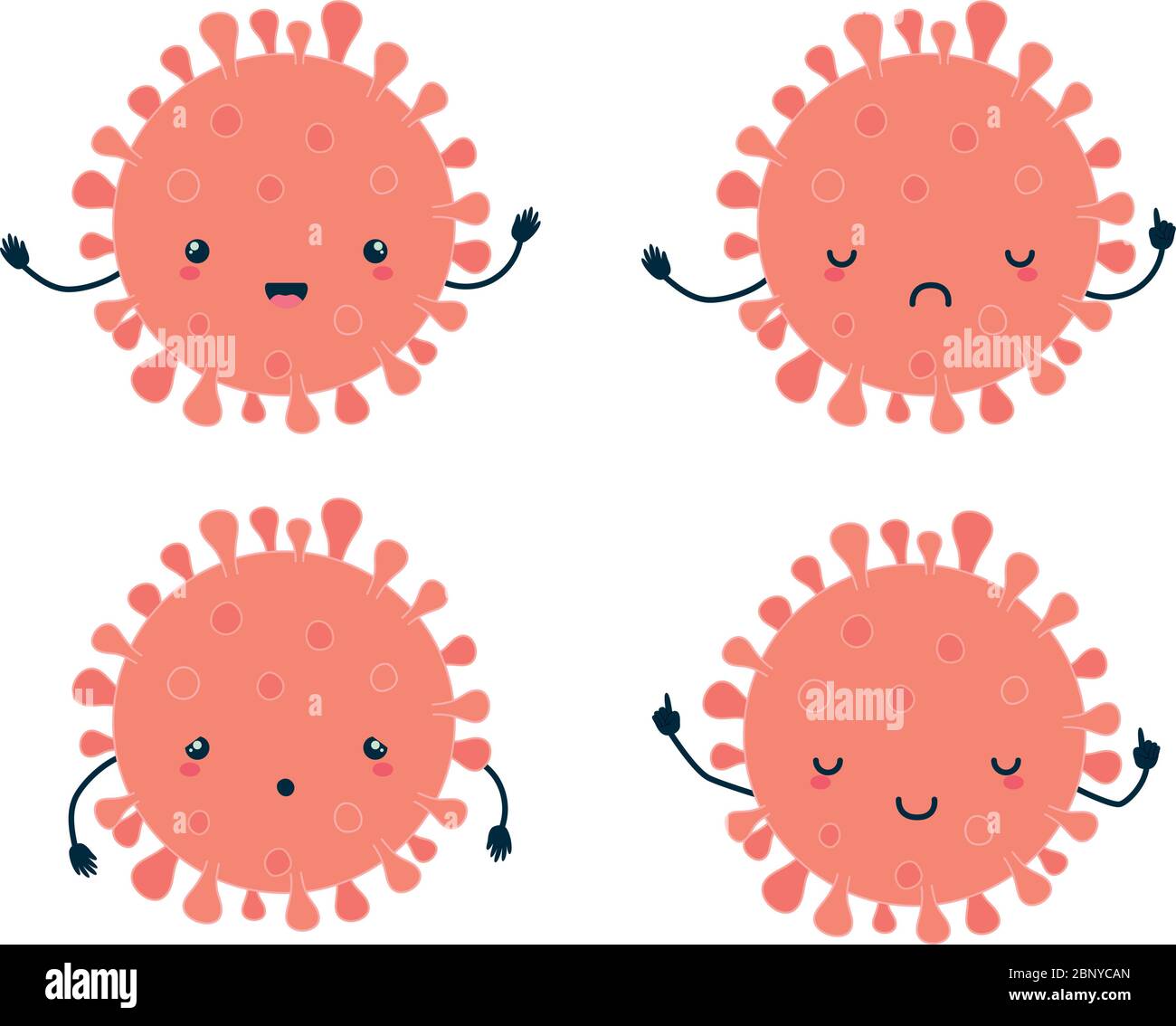 Covid 19 virus kawaii dibujos animados vector diseño Imagen Vector de stock  - Alamy