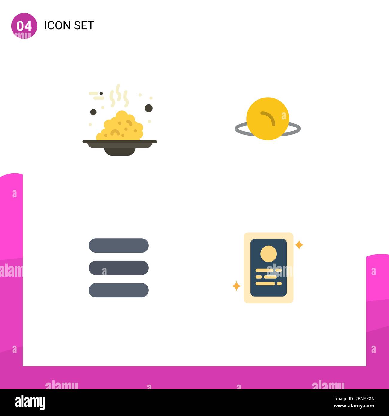 Conjunto de pictogramas de 4 sencillos iconos de desayuno, tarea