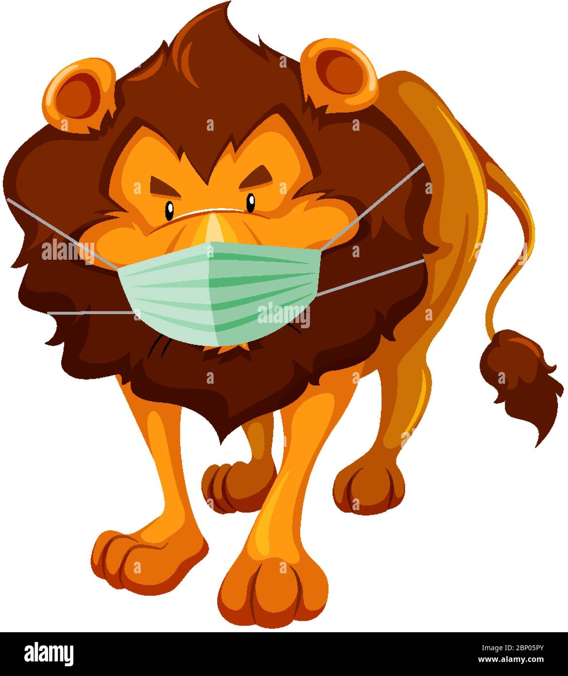 Dibujo de un personaje de dibujos animados de león con máscara Imagen  Vector de stock - Alamy
