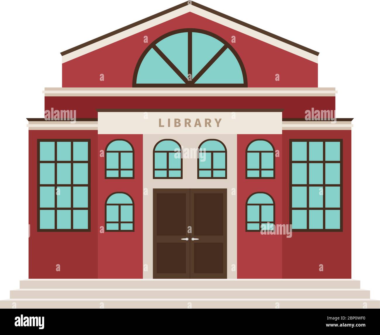 Red biblioteca de dibujos animados icono de la construcción de la ciudad de  diseño. Ilustración vectorial Imagen Vector de stock - Alamy