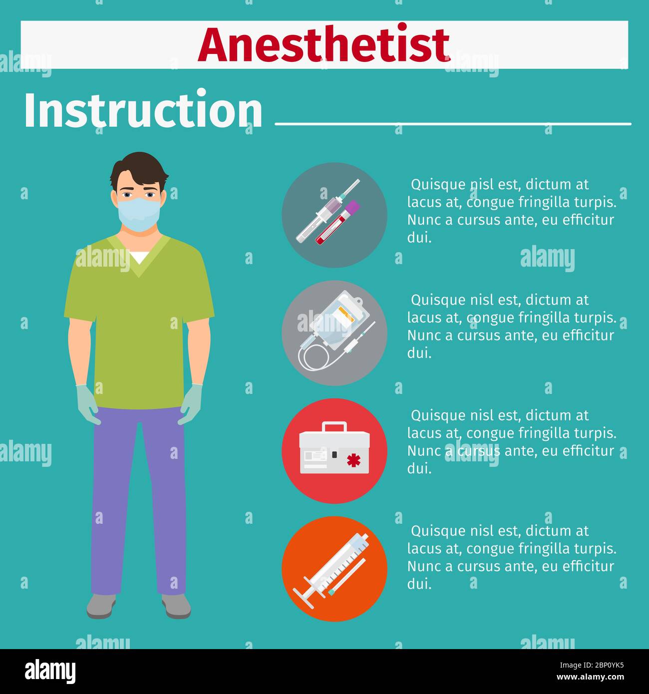 Manuales de instrucciones de equipo médico con iconos para anestesista
