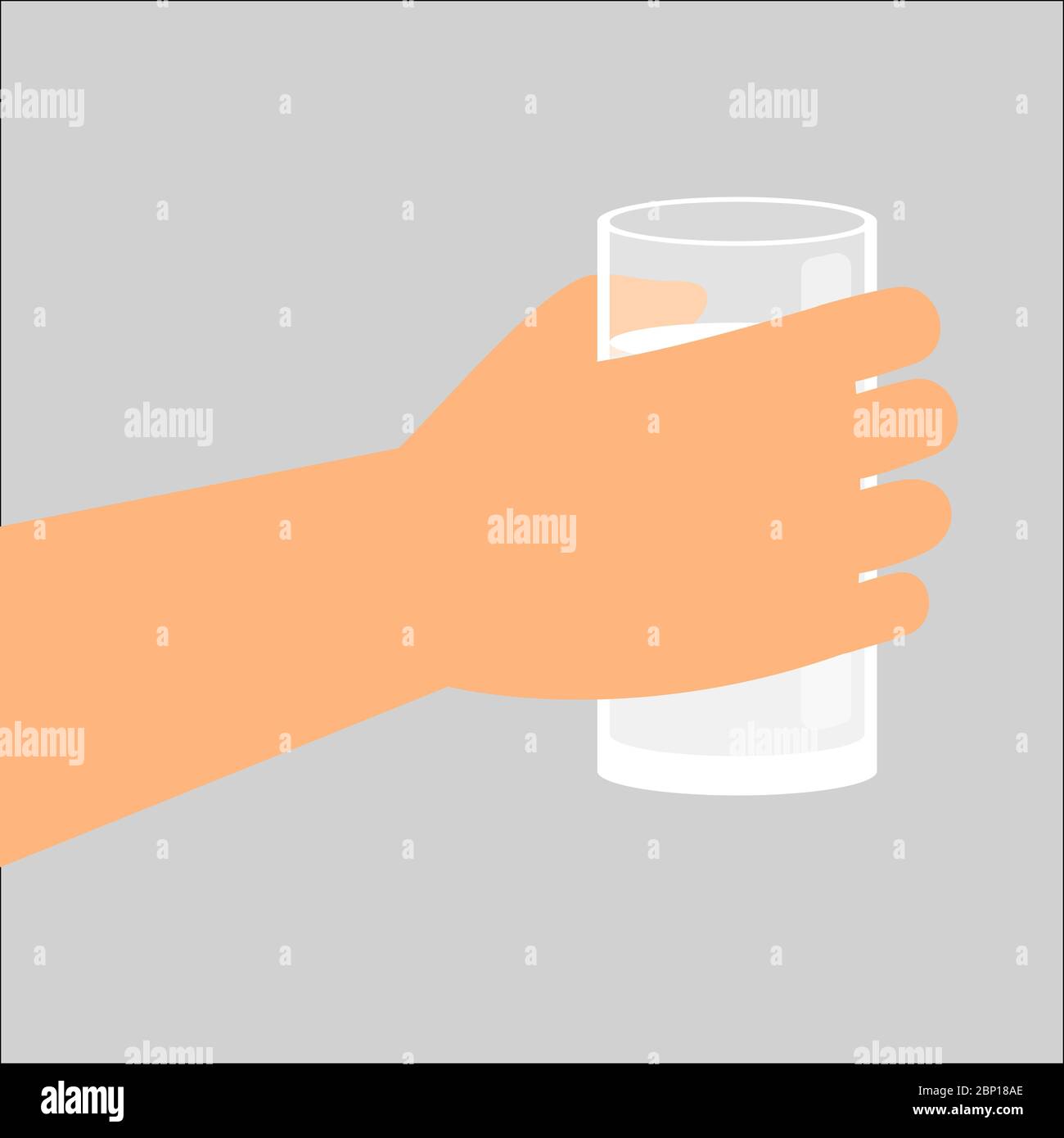 Sostener a mano vaso de vidrio con leche fresca, alimentos sanos ilustración vectorial aislada Ilustración del Vector