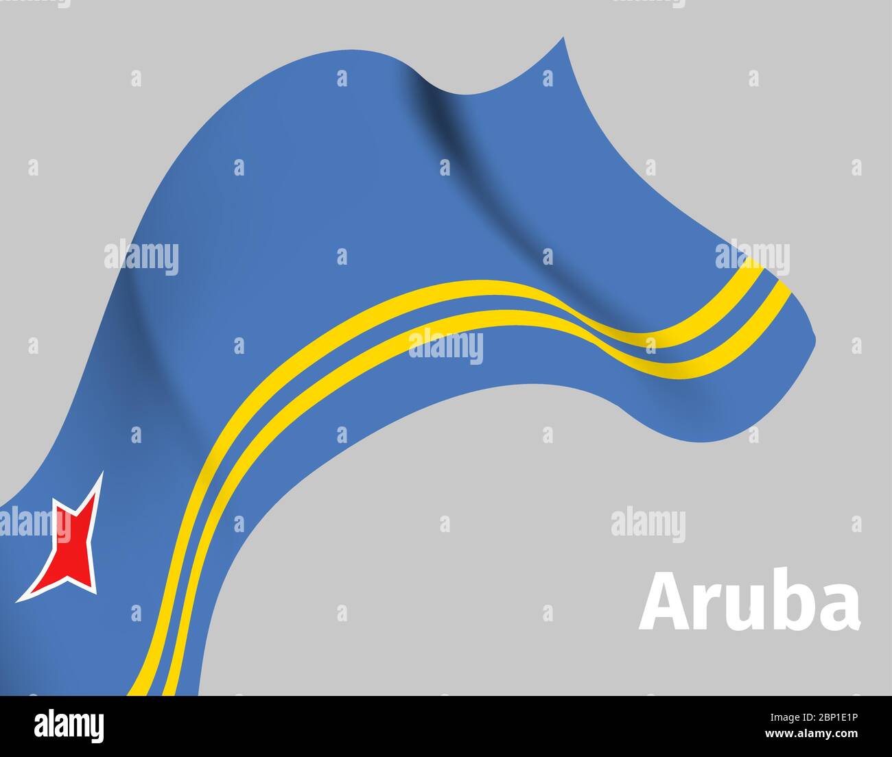 Fondo con Aruba bandera ondulada en gris, ilustración vectorial Ilustración del Vector